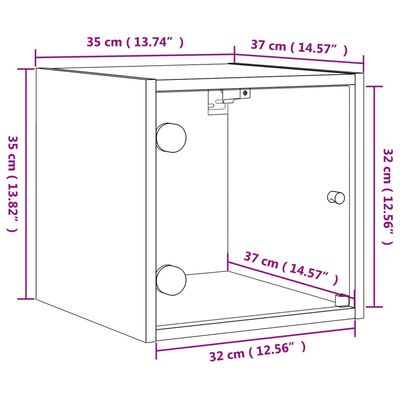vidaXL naktsskapīši ar stikla durvīm, 2 gab., pelēki, 35x37x35 cm