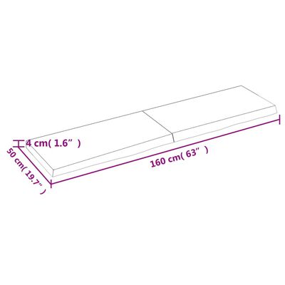 vidaXL vannasistabas letes virsma 160x50x(2-4)cm apstrādāts masīvkoks