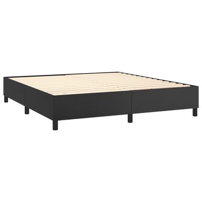 vidaXL atsperu gulta ar matraci, melna, 160x200 cm, mākslīgā āda