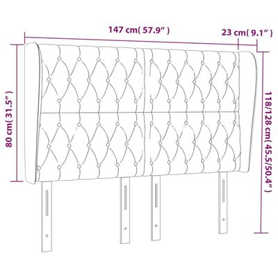 vidaXL galvgalis ar malām, 147x23x118/128 cm, zaļš audums