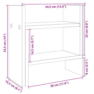 vidaXL rakstāmgalda organizators, melns, 34,5x15,5x35,5 cm, koks