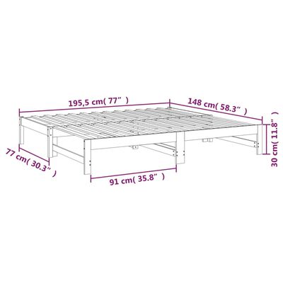 vidaXL izvelkama gulta, medus brūna, 2x(75x190) cm, priedes masīvkoks