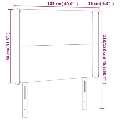 vidaXL galvgalis ar malām, tumši pelēks samts, 103x16x118/128 cm