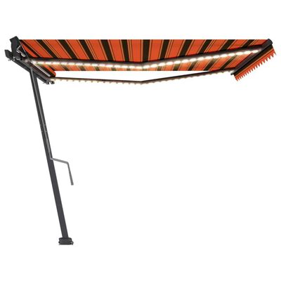 vidaXL izvelkama markīze ar LED, 450x350 cm, oranža un brūna