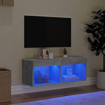 vidaXL TV skapītis ar LED lampiņām, betona pelēki, 80x30x30 cm