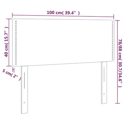 vidaXL gultas galvgalis ar LED, 100x5x78/88 cm, melna mākslīgā āda