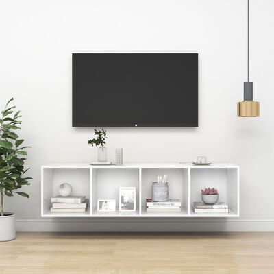 vidaXL sienas TV skapītis, balts, 37x37x142,5 cm, inženierijas koks