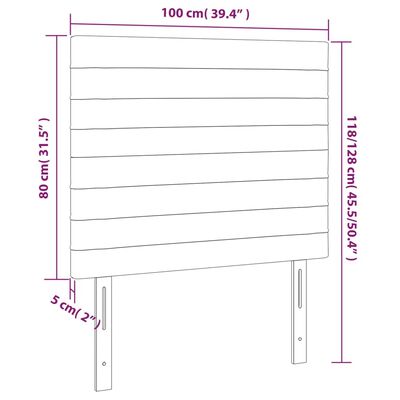 vidaXL gultas galvgalis ar LED, 100x5x118/128 cm, melns samts