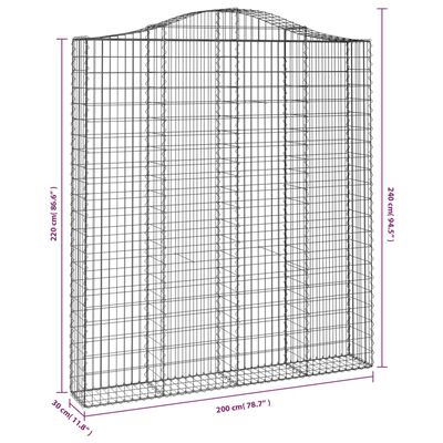 vidaXL arkveida gabiona grozi, 4 gb., 200x30x220/240cm, cinkota dzelzs