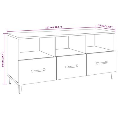 vidaXL TV skapītis, melns, 102x35x50 cm, inženierijas koks