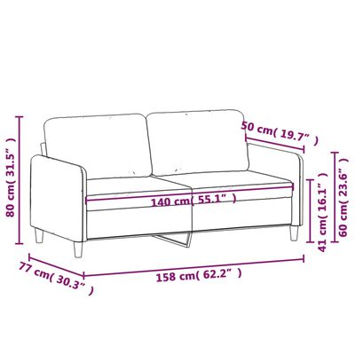 vidaXL divvietīgs dīvāns, tumši zaļš, 140 cm, samts