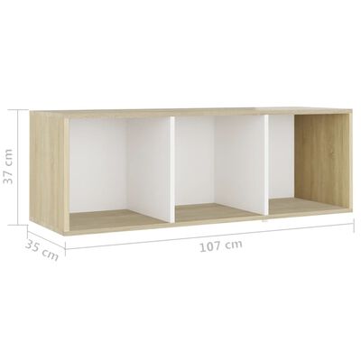 vidaXL TV plaukti, 2 gb. balti, ozolkoka 107x35x37cm inženierijas koks