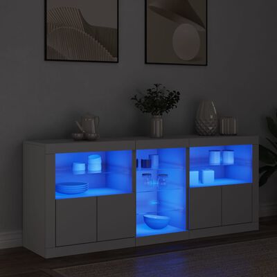 vidaXL kumode ar LED lampiņām, 162x37x67 cm, balta