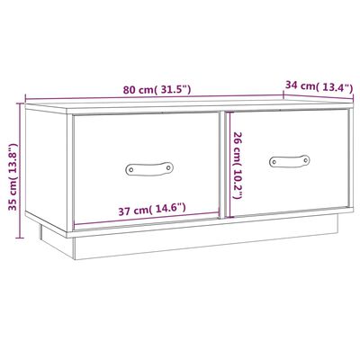 vidaXL TV skapītis, 80x34x35 cm, priedes masīvkoks