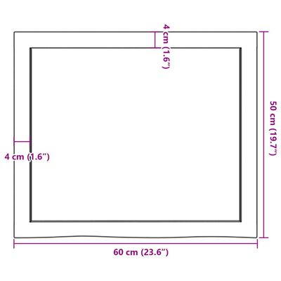 vidaXL vannasistabas virsma, 60x50x(2-4) cm, neapstrādāts masīvkoks