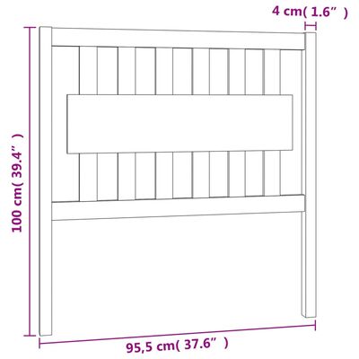 vidaXL gultas galvgalis, medus brūns, 95,5x4x100 cm, priedes masīvkoks