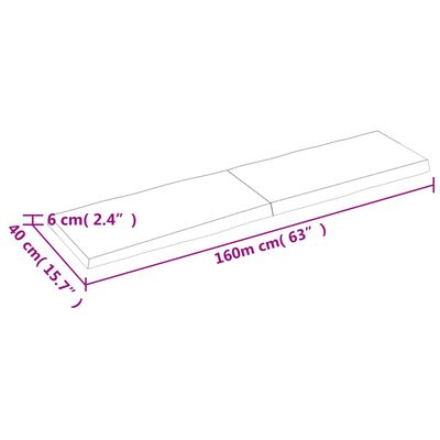 vidaXL galda virsma, tumši brūna, 160x40x(2-6) cm, ozola masīvkoks