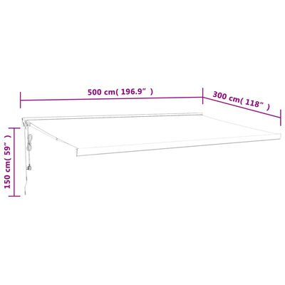 vidaXL izvelkama markīze, zila, balta, 5x3 m, audums, alumīnijs