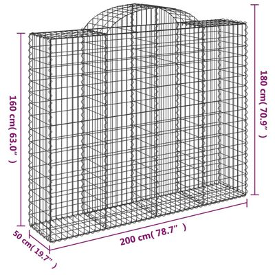 vidaXL arkveida gabiona grozi, 14gb., 200x50x160/180cm, cinkota dzelzs