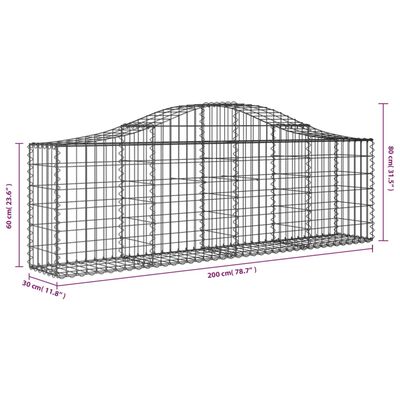 vidaXL arkveida gabiona grozi, 5 gb., 200x30x60/80 cm, cinkota dzelzs