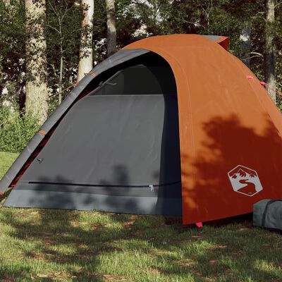 vidaXL kempinga telts, 4 personām, pelēka, oranža, ūdensizturīga