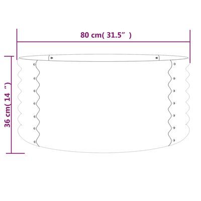 vidaXL dārza puķu kaste, 80x80x36 cm, pulverkrāsots tērauds, pelēka