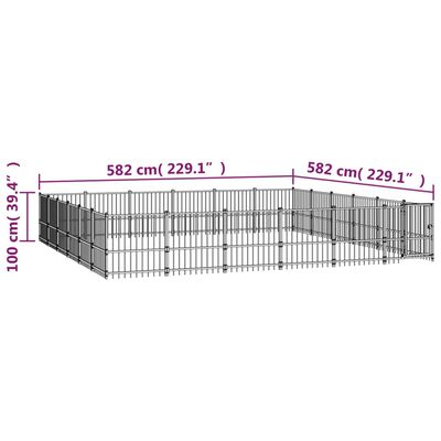 vidaXL suņu voljērs, 33,87 m², tērauds