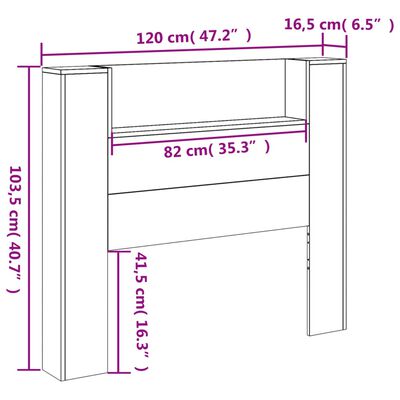 vidaXL galvgaļa skapis ar LED, pelēka ozola, 120x16,5x103,5 cm