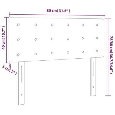 vidaXL gultas galvgalis ar LED, 80x5x78/88 cm, gaiši pelēks samts