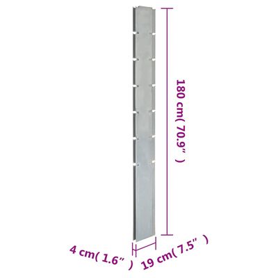 vidaXL gabiona žoga stabi, sudrabaini, 180 cm, cinkots tērauds