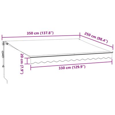 vidaXL automātiski izvelkama markīze, pelēka un balta, 350x250 cm