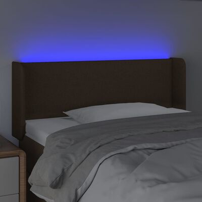 vidaXL gultas galvgalis ar LED, 103x16x78/88 cm, tumši brūns audums