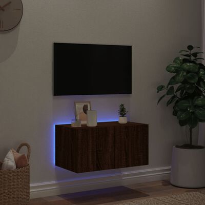 vidaXL TV plaukti ar LED lampiņām, 60x35x31 cm, brūna ozolkoka