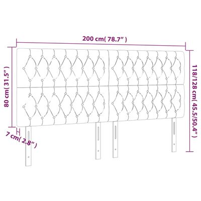 vidaXL gultas galvgalis ar LED, 200x7x118/128 cm, rozā samts