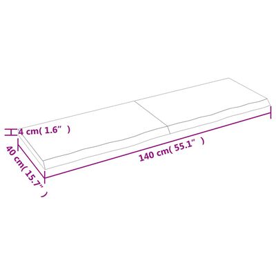 vidaXL vannasistabas letes virsma 140x40x(2-4)cm apstrādāts masīvkoks