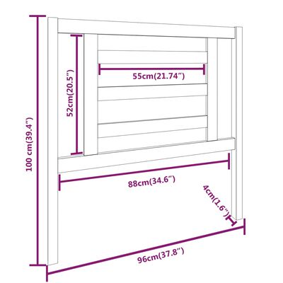 vidaXL gultas galvgalis, medus brūns, 96x4x100 cm, priedes masīvkoks