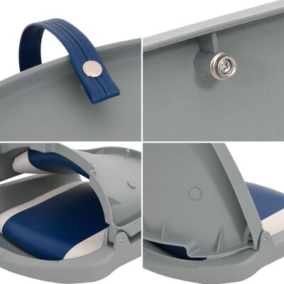 vidaXL 4-daļīgs salokāms laivas sēdeklis, zili balts spilvens