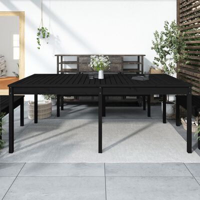 vidaXL dārza galds, melns, 203,5x100x76 cm, priedes masīvkoks