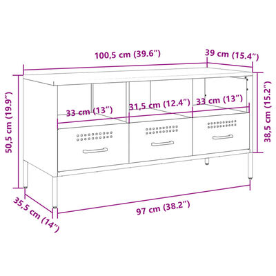 vidaXL naktsskapītis dzeltens 100,5x39x50,5 cm auksti velmēts tērauds