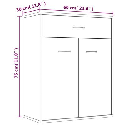 vidaXL kumode, ozolkoka krāsa, 60x30x75 cm, inženierijas koks