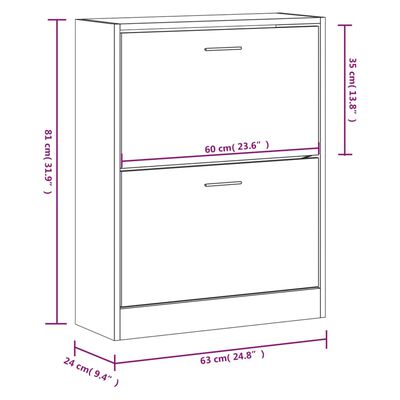 vidaXL apavu plaukts, betona pelēks, 63x24x81 cm, inženierijas koks