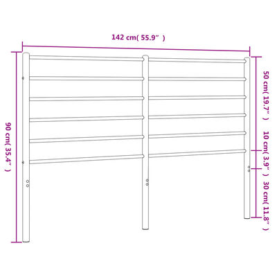 vidaXL gultas galvgalis, metāls, melns, 135 cm