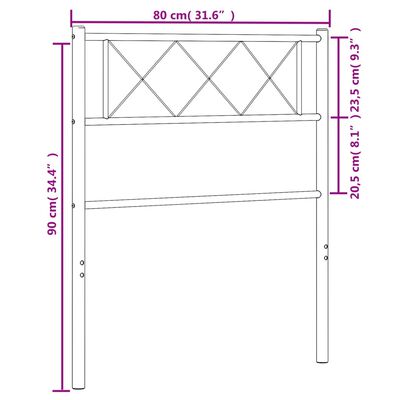 vidaXL gultas galvgalis, metāls, melns, 75 cm