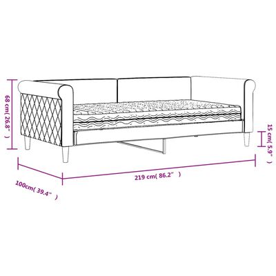 vidaXL dīvāngulta ar matraci, gaiši pelēks samts, 90x190 cm