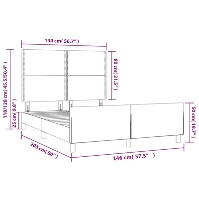 vidaXL gultas rāmis ar galvgali, tumši zils samts, 140x200 cm