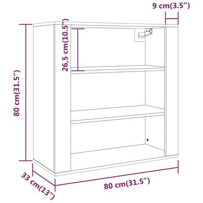 vidaXL sienas plaukts, balts, 80x33x80 cm, inženierijas koks