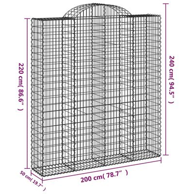 vidaXL arkveida gabiona grozi, 4 gb., 200x50x220/240cm, cinkota dzelzs