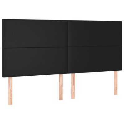 vidaXL gultas galvgalis ar LED, 180x5x118/128 cm, melns mākslīgā āda