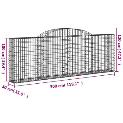 vidaXL arkveida gabiona grozi, 13gb., 300x30x100/120cm, cinkota dzelzs