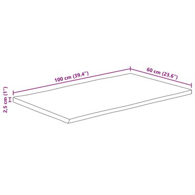 vidaXL galda virsma, 100x60x2,5 cm, taisnstūra, akācijas masīvkoks